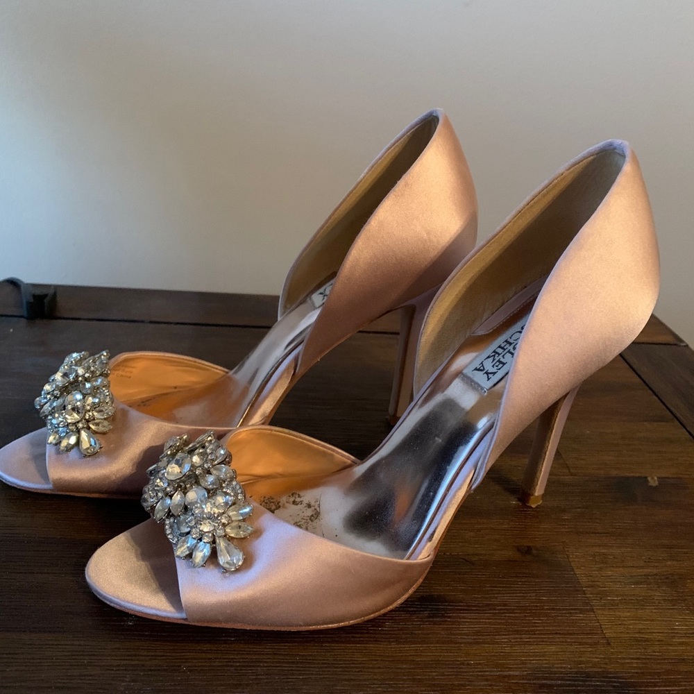 Badgley Mischka Blush Peeptoe Heel with Rhinstones